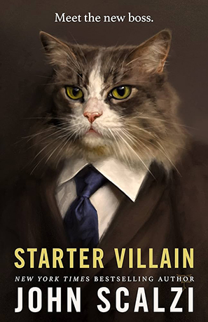 Starter Villain - alternative cover featuring a cat wearing a suit