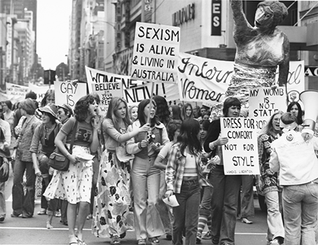 A feminist protest march in the 1970s