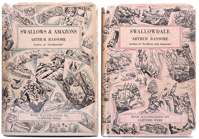 Swallows and Amazons and Swallowdale covers by Clifford Webb