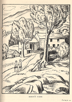 Clifford Webb’s illustration of the children visiting Dixon Farm