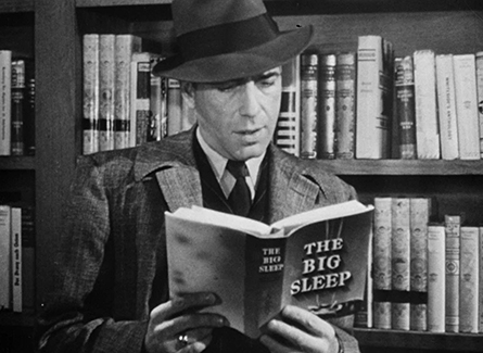 Humphrey Bogart as Philip Marlowe reads The Big Sleep in the trailer for the movie
