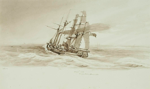 ‘Blazer taking HMS Erebus in tow, 31 May1845, 6PM’ by Graham Gore