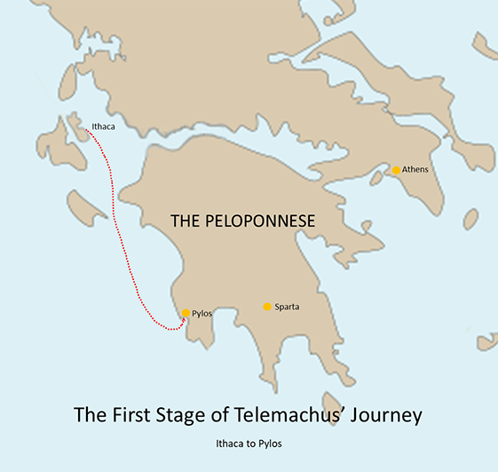 First Stage of Telemachus' Journey - Ithaca to Pylos