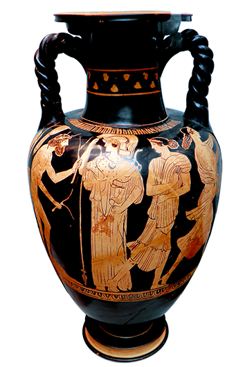 ‘Odysseus and Athena at the meeting with Nausicaa’, Attic red-figure amphora from Vulci, circa 440BCE