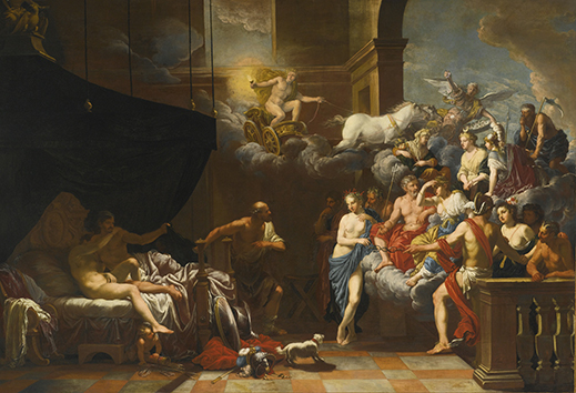 ‘Vulcan Surprising Venus and Mars in Bed Before the Assembly of the Gods’, Johann Heiss, 1679