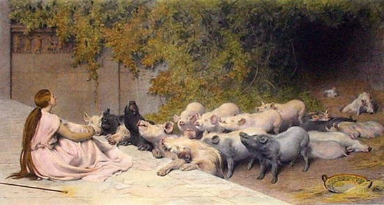 ‘Circe and her Swine’, Briton Rivière, 1896