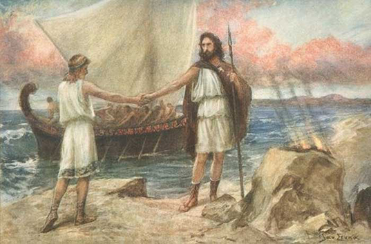 ‘Telemachus Invites Theoclymenus to his Boat’, Jan Styka, 1901